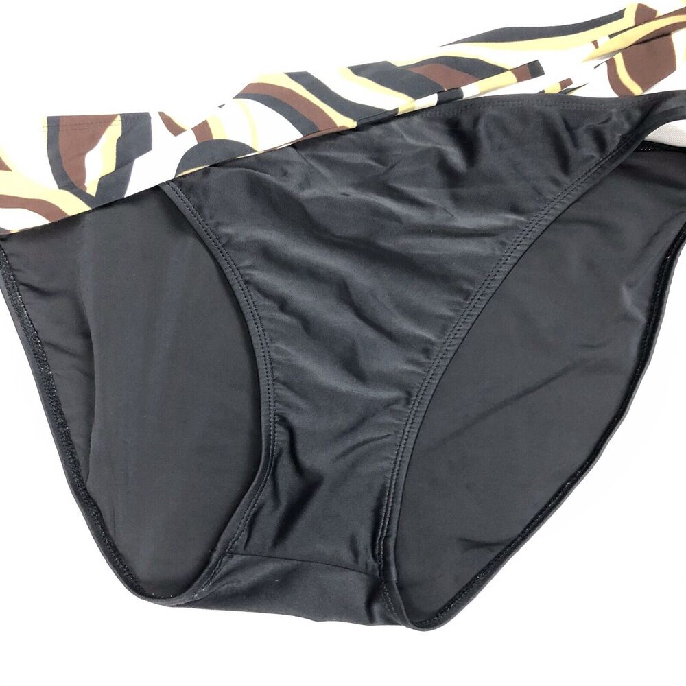 Sand N Sun Swim Bikini Bottoms Women XL Black High Waist Brief Side Tie Swimwear